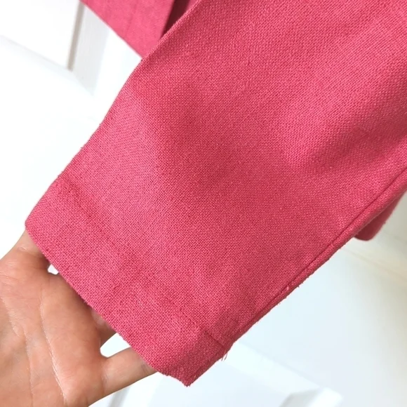 Dana Buchman 90's Vintage Lightweight Linen Collared Button Up Shacket Pink 10 - Picture 11 of 14